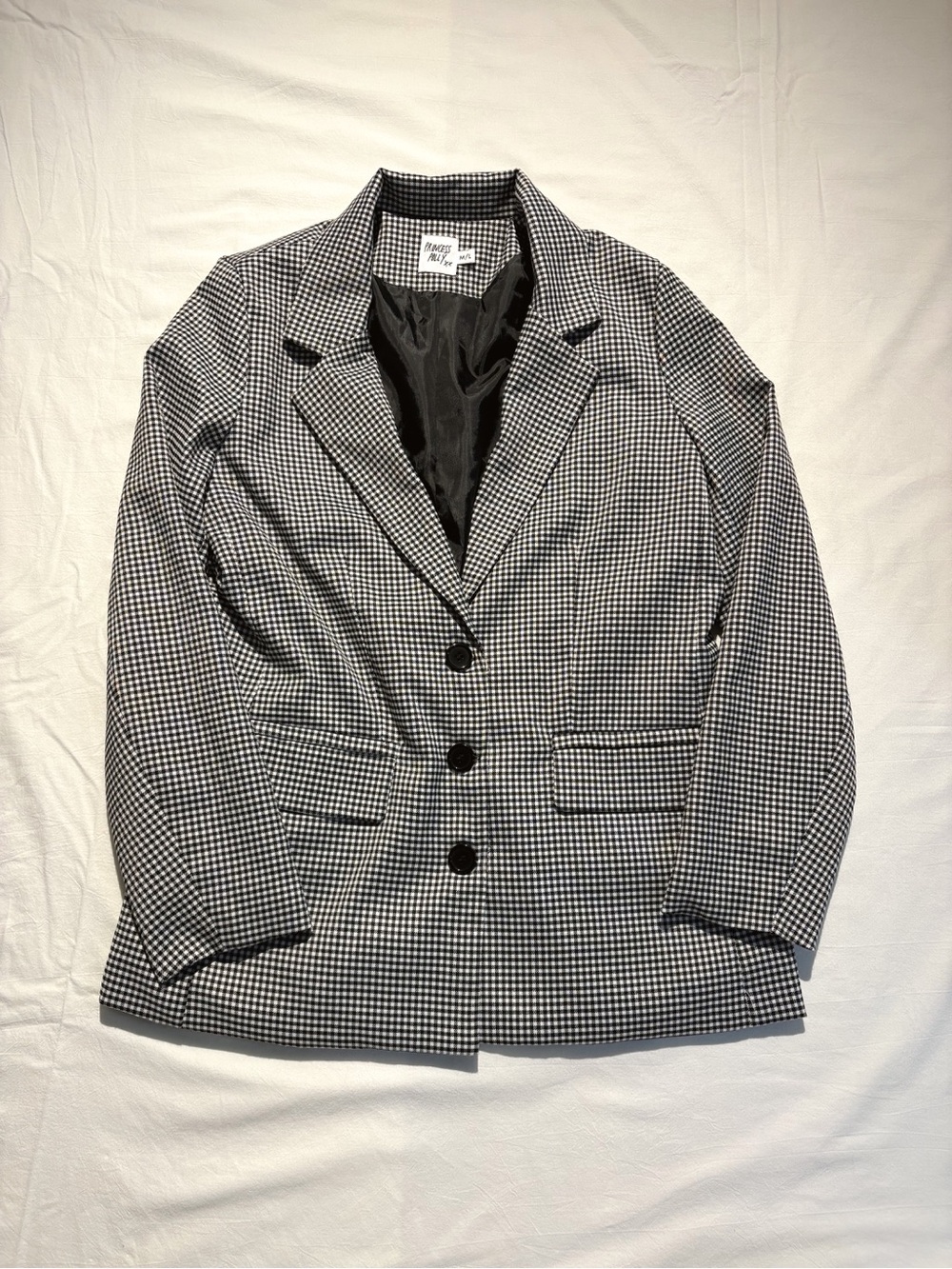 Princess Polly Black and White Checked Blazer Jacket M/L - Picture 2 of 6